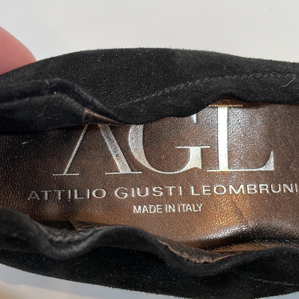 AGL Attilio Giusti Leombruni Shoes 38 Made In Italy Black Leather Dress Pump - Picture 5 of 13